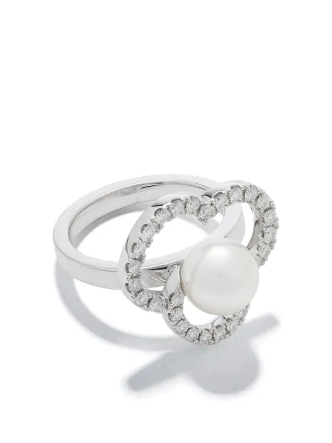 TASAKI 18kt white gold Collection Line Chants Akoya pearl and diamond ring