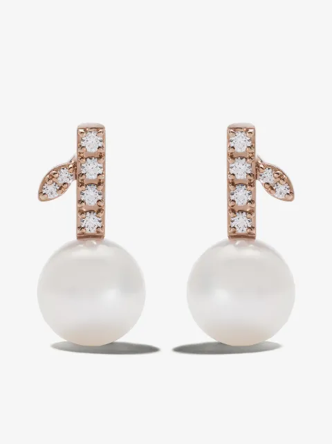 TASAKI 18kt rose and yellow gold Collection Line Kugel diamond and pearl earrings