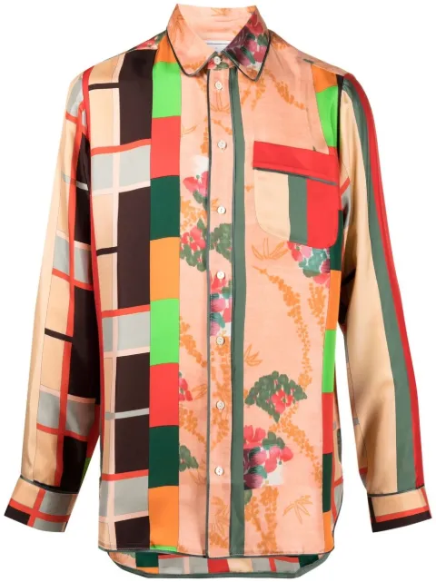Pierre-Louis Mascia patchwork print silk shirt