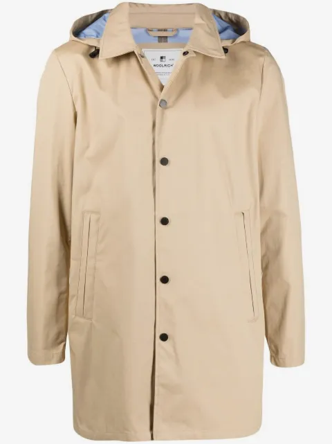 Woolrich press stud fastening hooded coat
