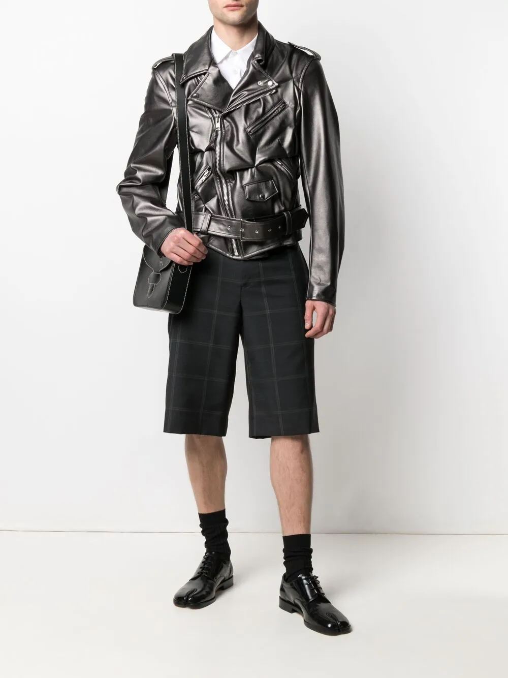 crushed artificial leather jacket