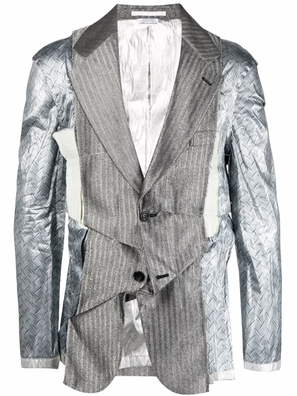 

Comme Des Garçons Homme Plus crinkled steel-effect stripe blazer - Silver