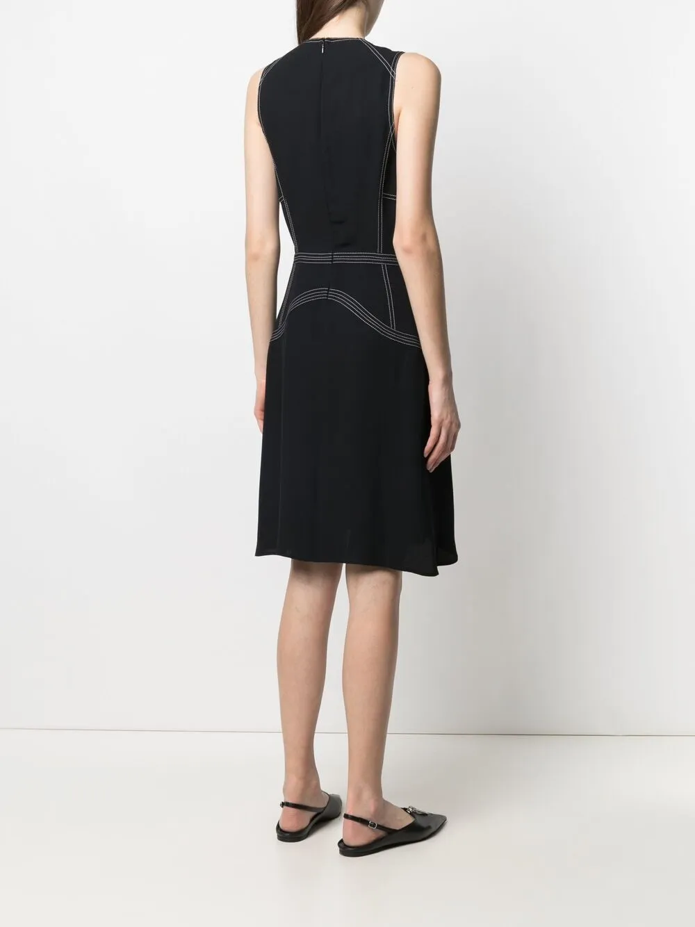 Shop Stella Mccartney Contrast-stitch Sleeveless Dress In Black