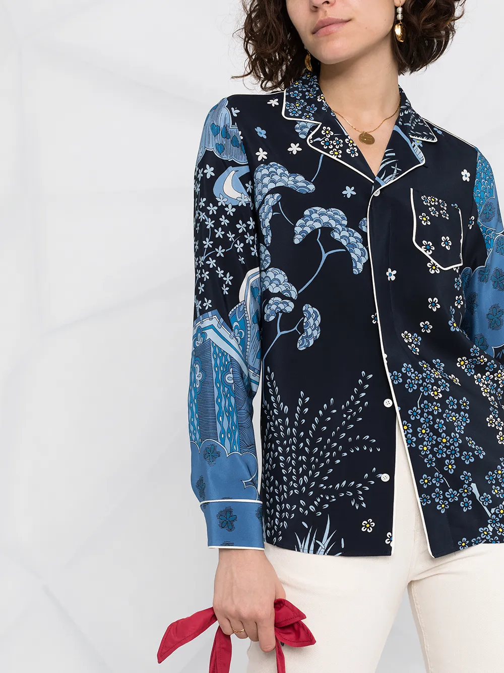 фото Red valentino floral print silk shirt