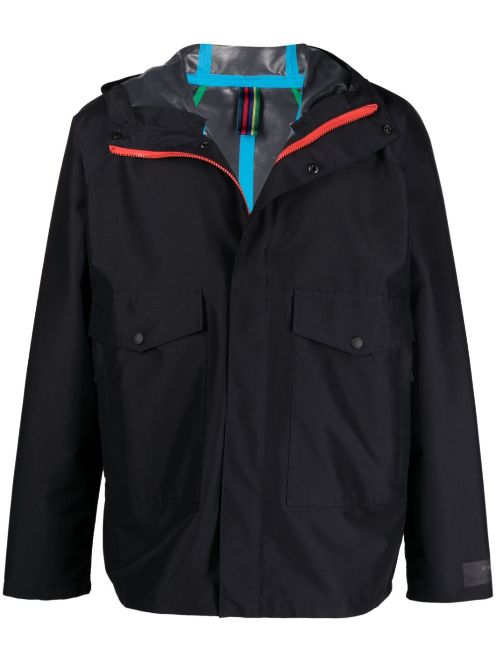 Ps By Paul Smith Contrast Zip Hooded Jacket In Blue
