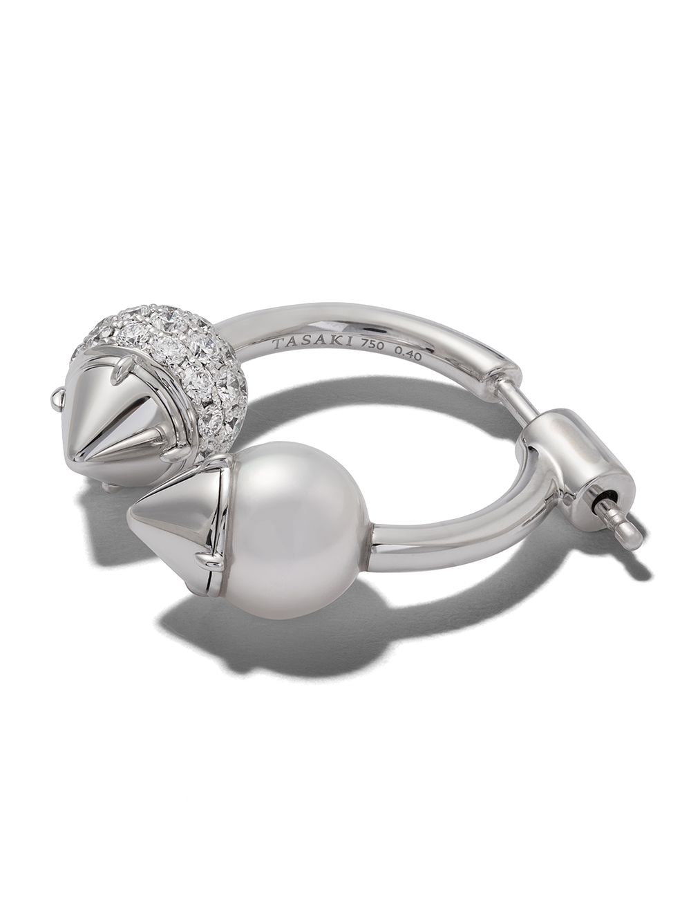 Shop Tasaki 18kt White Gold Collection Line Refined Rebellion Novel Diamond Earrings In Silver
