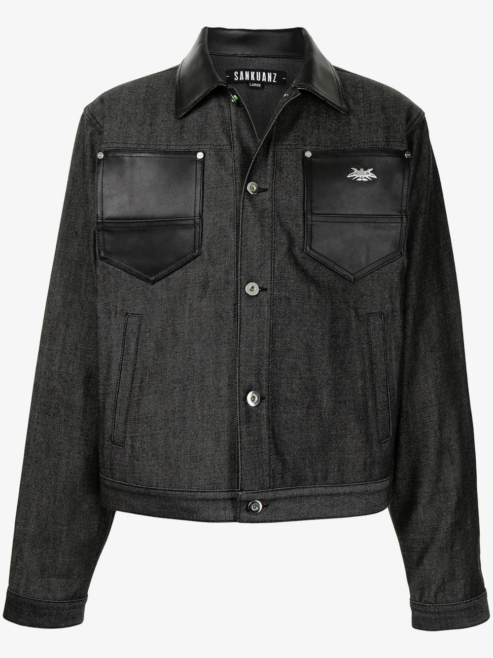 Sankuanz leather-trimmed denim jacket | Black | Image 1