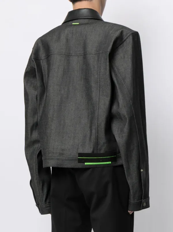 Sankuanz leather-trimmed Denim Jacket | Black | FARFETCH