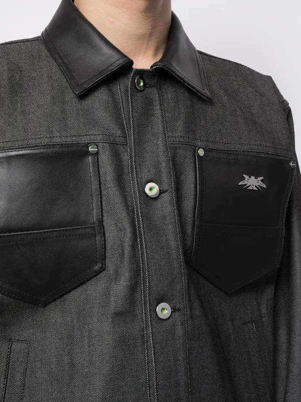 Sankuanz leather-trimmed Denim Jacket | Black | FARFETCH