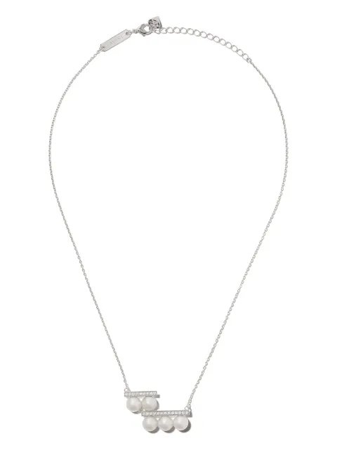 TASAKI 18kt white gold Collection Line Balance step pearl and diamond pendant