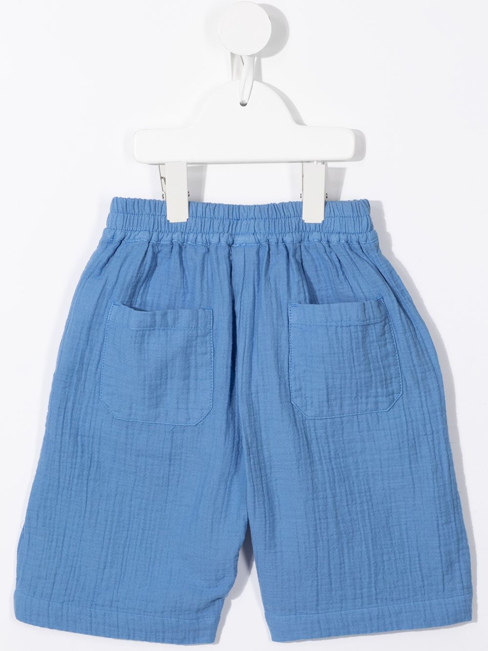 Shop Bonton Textured Cotton Shorts In Blue