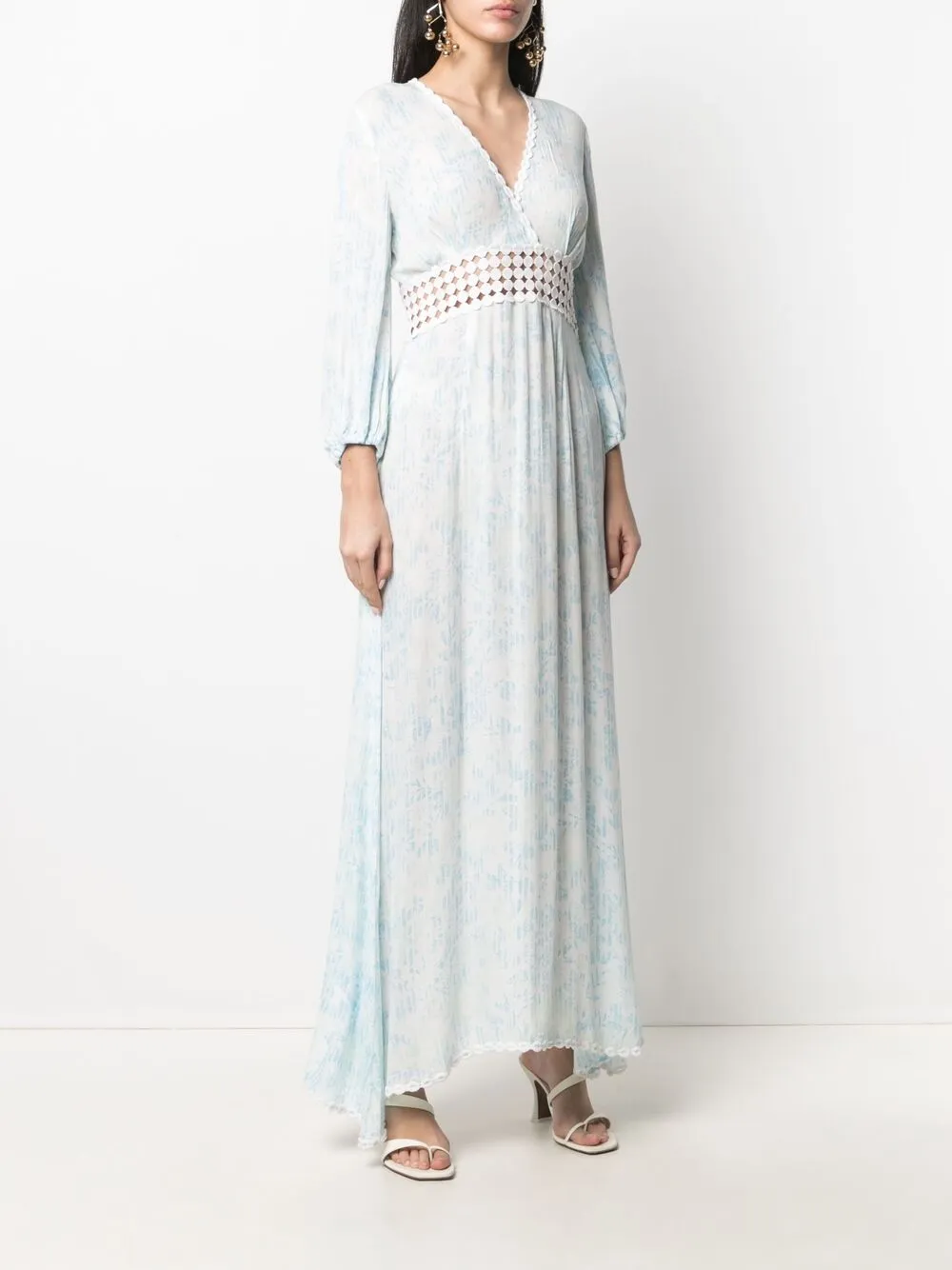 фото Poupette st barth расклешенное платье с длинными рукавами