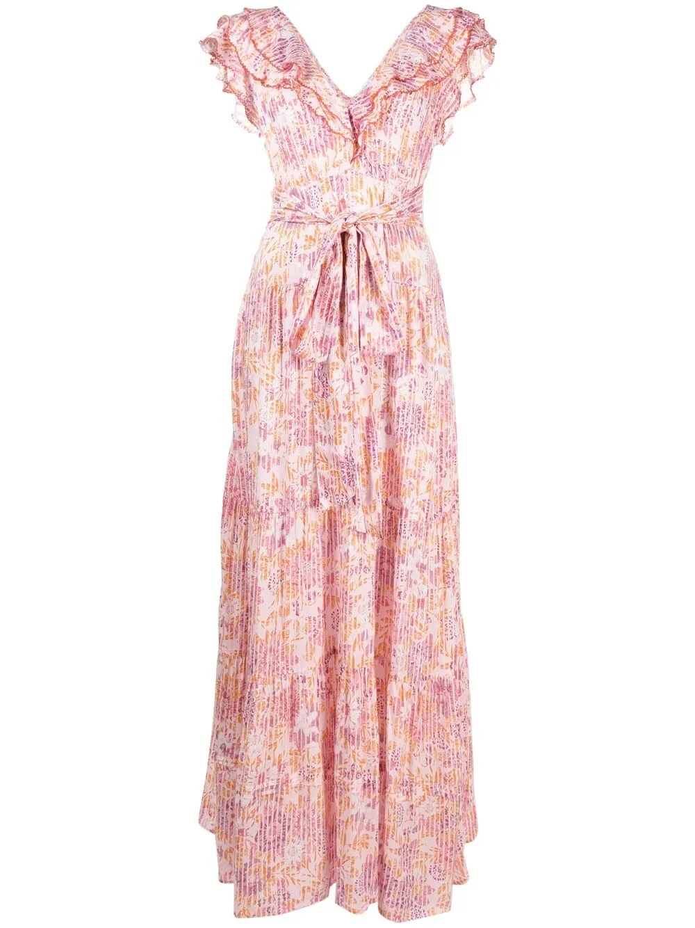 фото Poupette st barth платье макси с запахом и цветочным узором