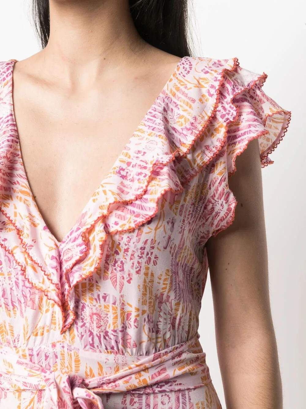 фото Poupette st barth платье макси с запахом и цветочным узором