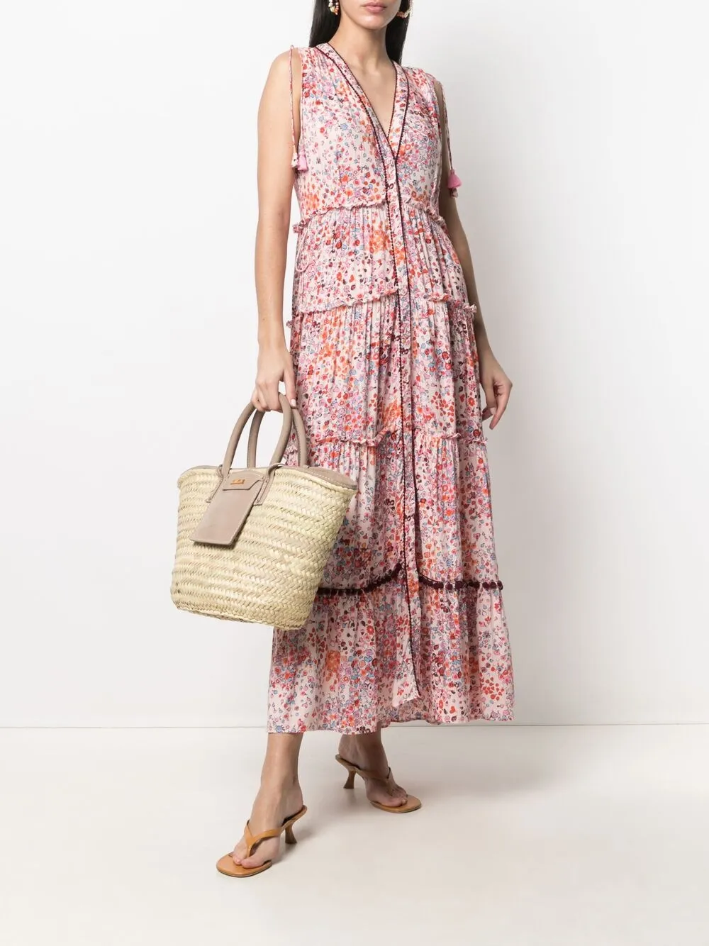 фото Poupette st barth расклешенное платье макси без рукавов