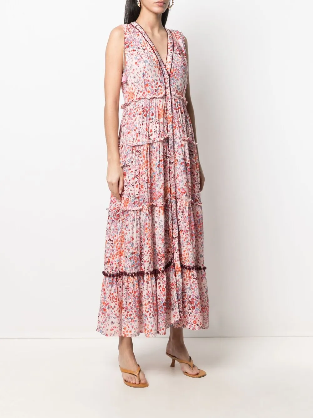 фото Poupette st barth расклешенное платье макси без рукавов