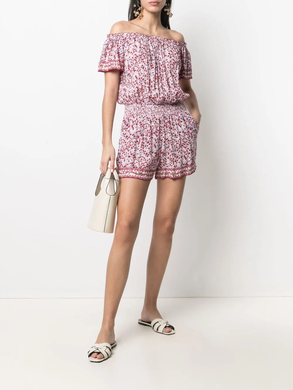 фото Poupette st barth комбинезон с принтом и u-образным воротником