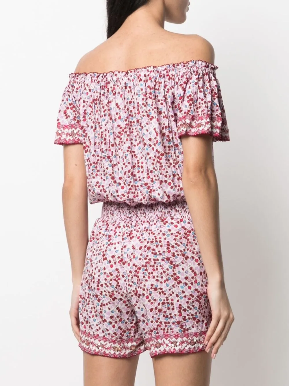 фото Poupette st barth комбинезон с принтом и u-образным воротником