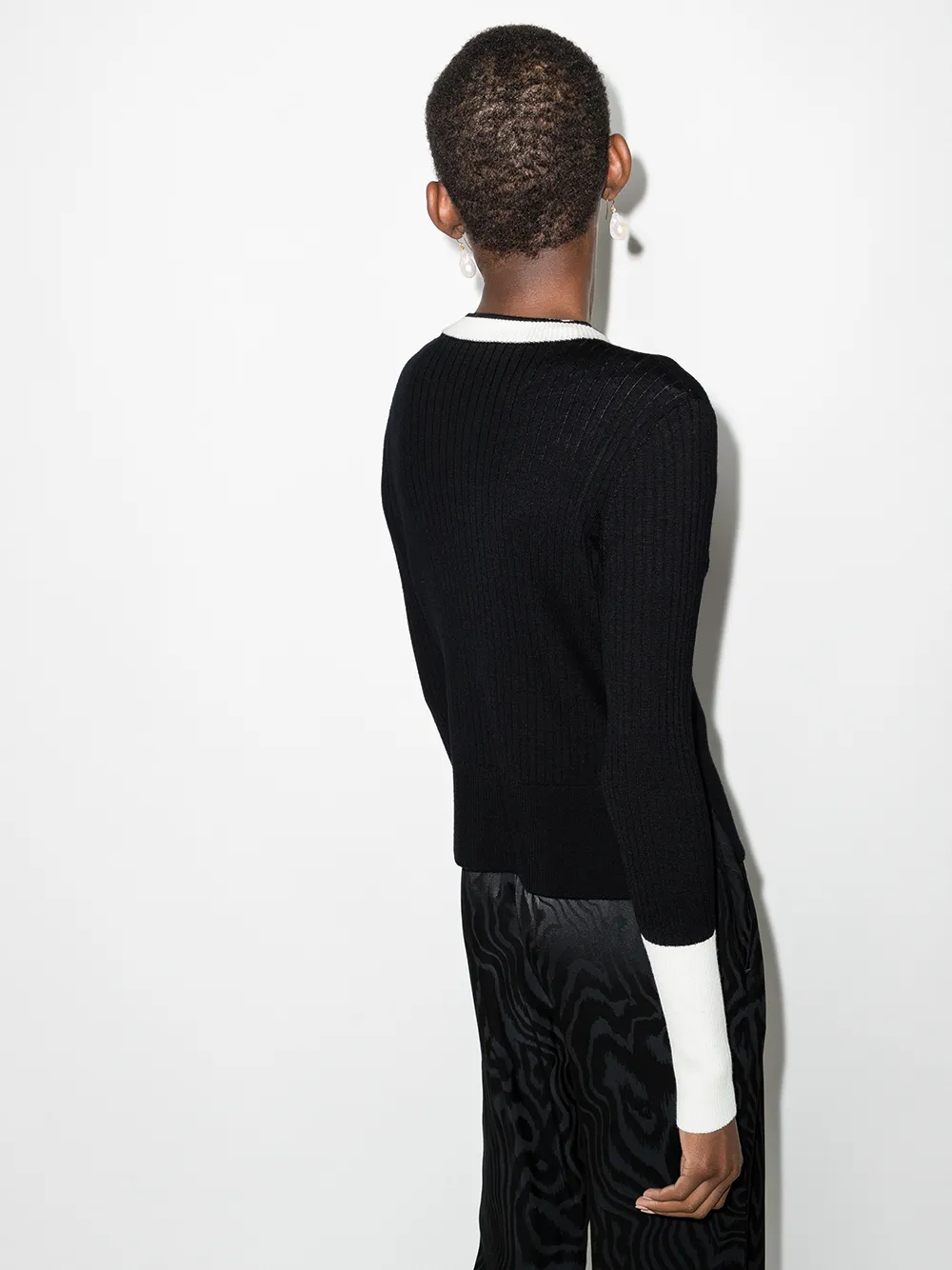  Moncler Ribbed-knit Wool Cardigan - Black 