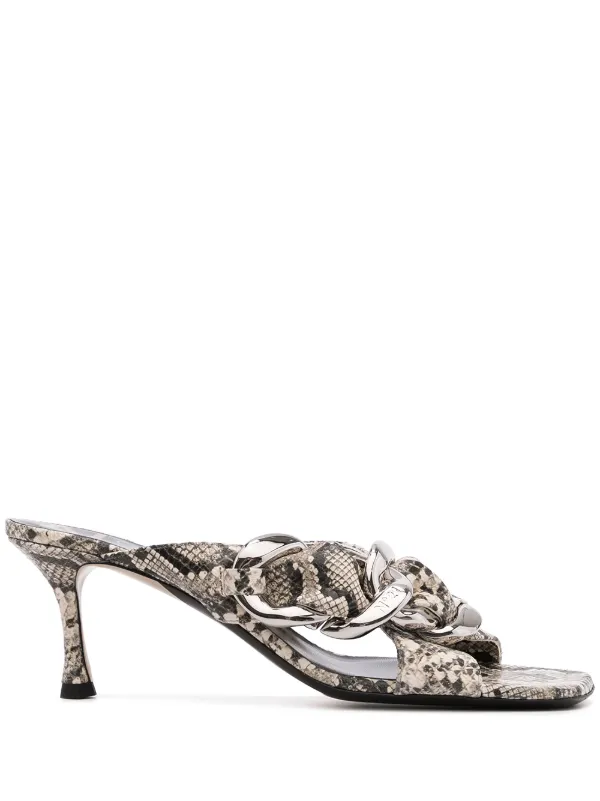 snakeskin slip on sandals