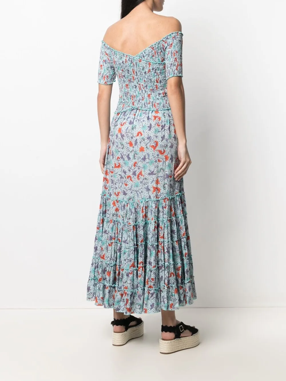 фото Poupette st barth платье-трапеция длины миди с цветочным принтом