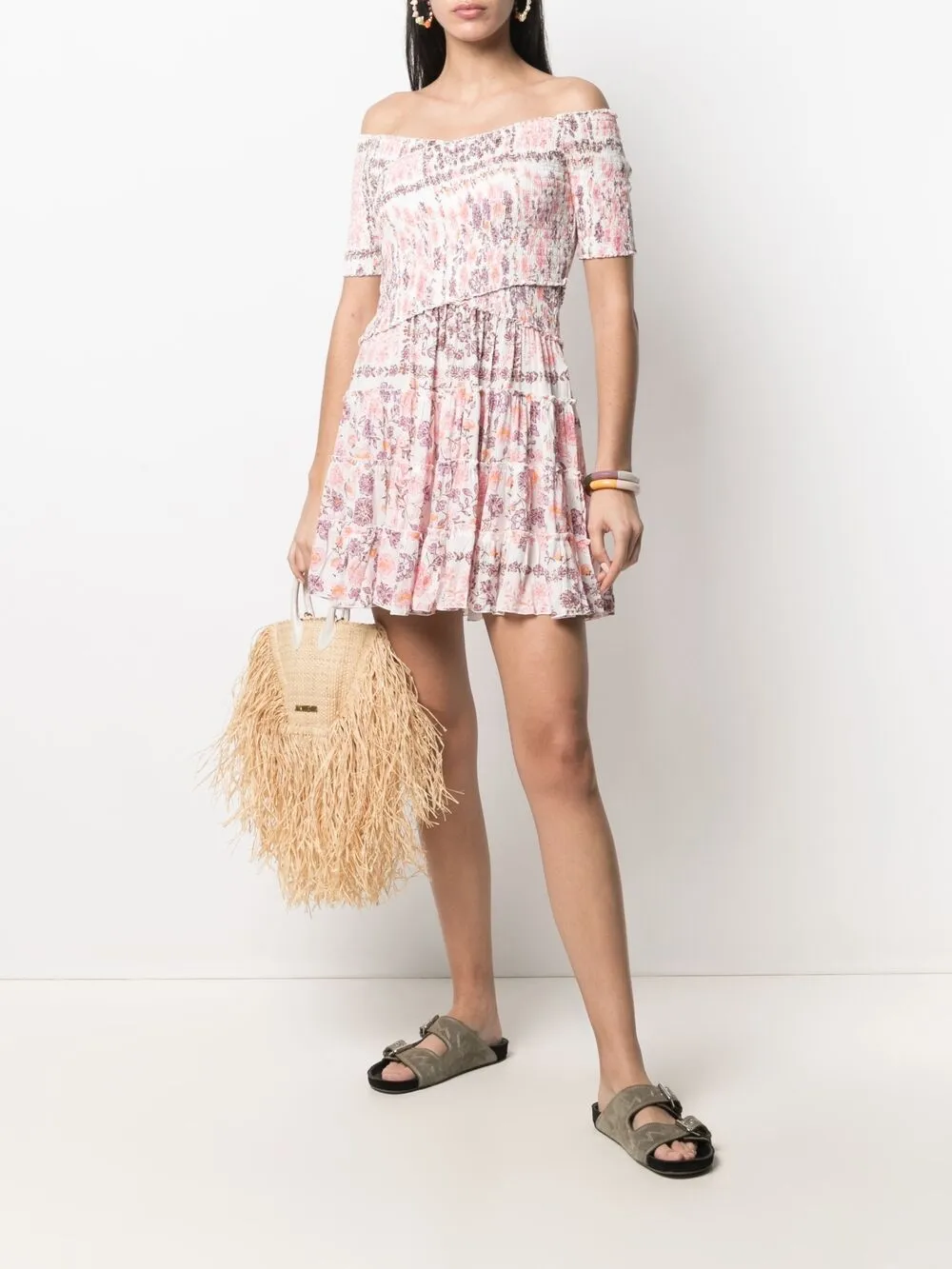 фото Poupette st barth короткое платье-трапеция с цветочным принтом