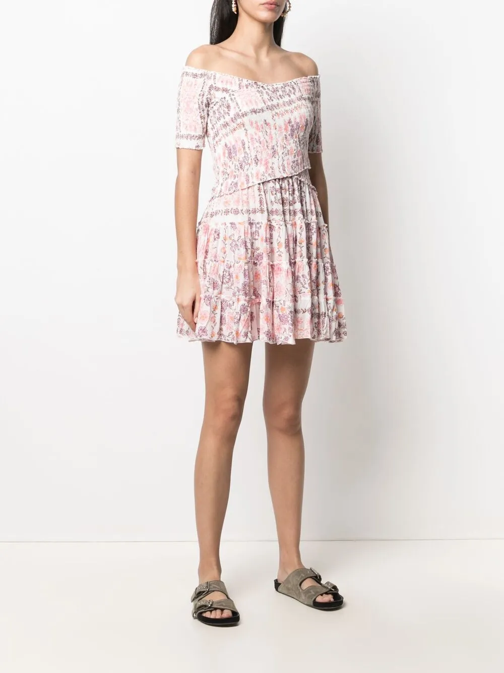 фото Poupette st barth короткое платье-трапеция с цветочным принтом