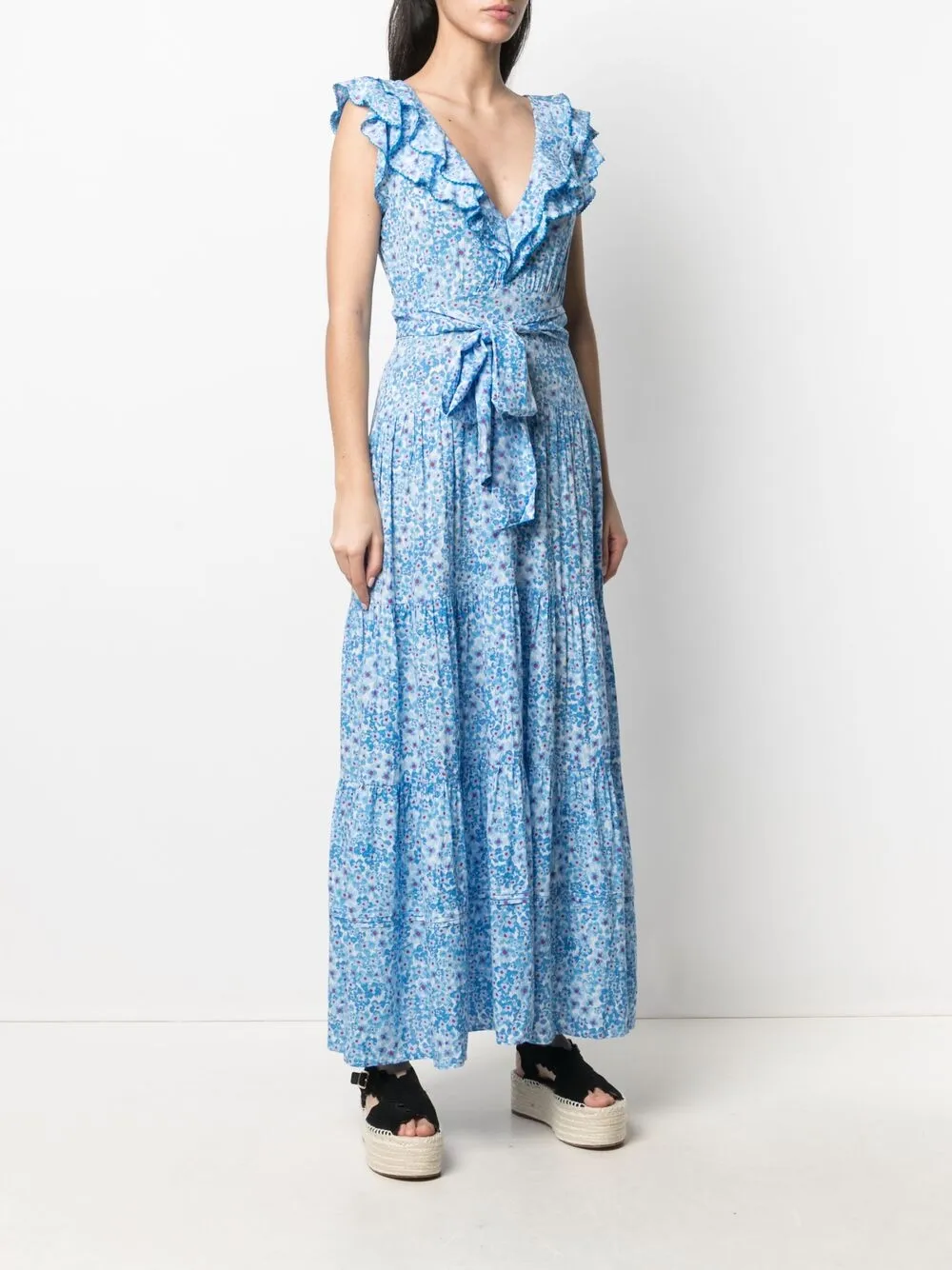 фото Poupette st barth платье-трапеция макси с цветочным принтом