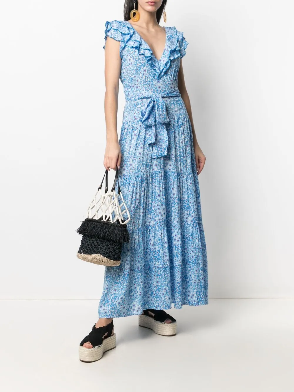 фото Poupette st barth платье-трапеция макси с цветочным принтом