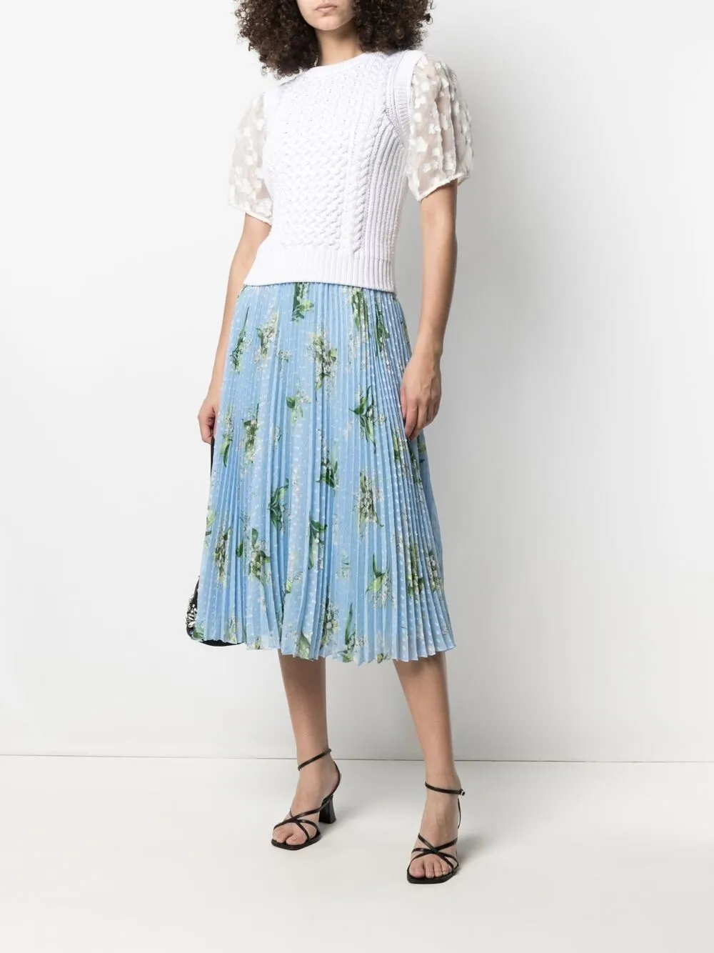фото Red valentino плиссированная юбка с цветочным принтом