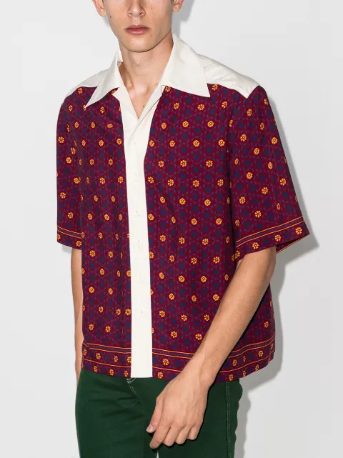 Shop Wales Bonner Madras short-sleeve 