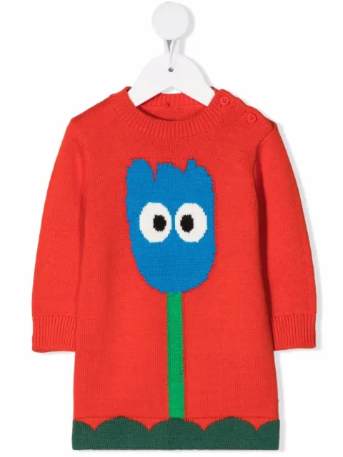 Stella McCartney Kids فستان منسوج بتوليب بحياكة إنتارسيا