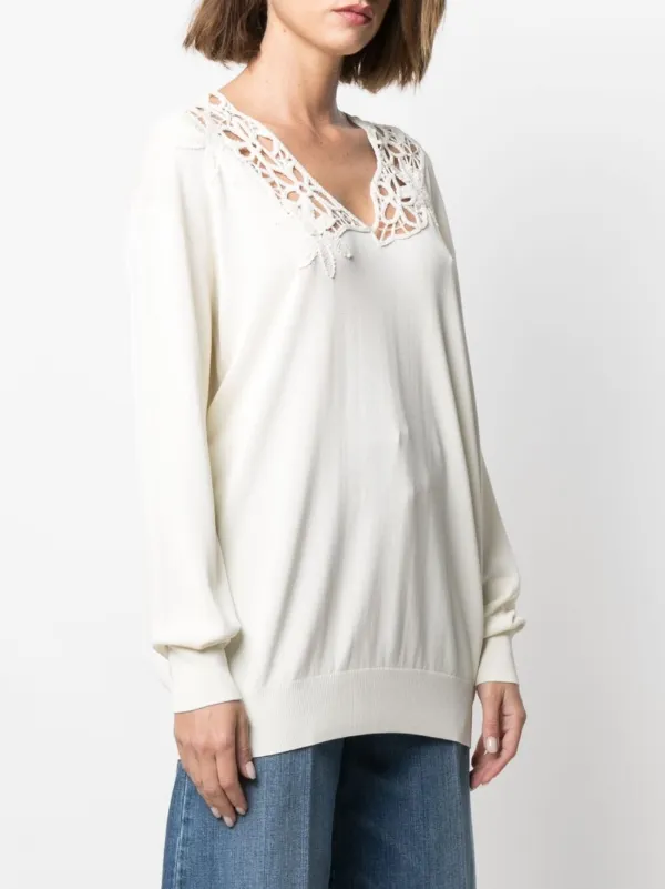 Stella McCartney lace-detail V-neck 