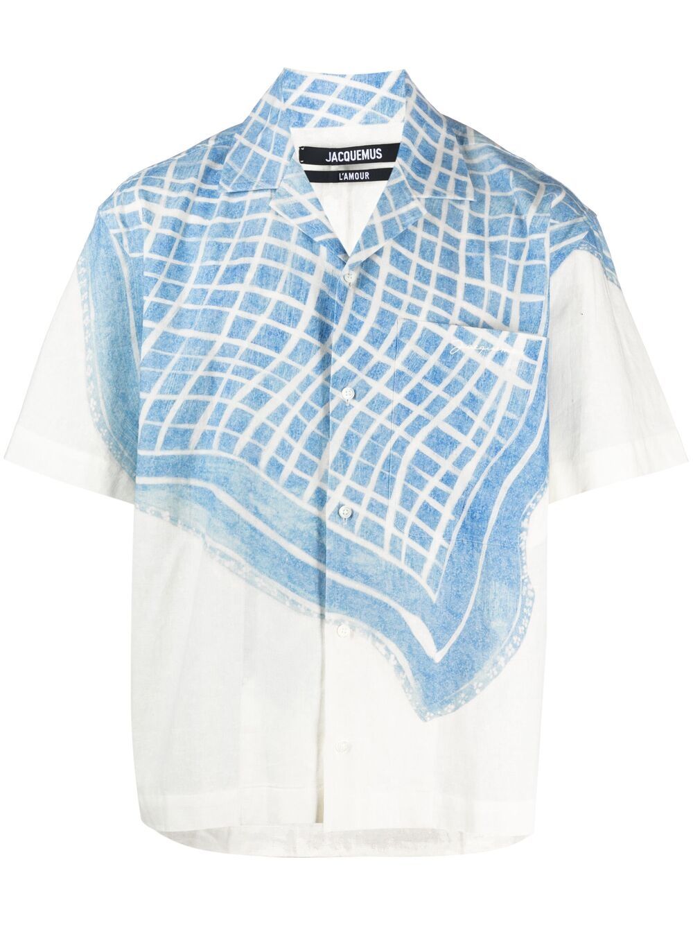 Shop Jacquemus Jean Bowling Shirt In White ,blue