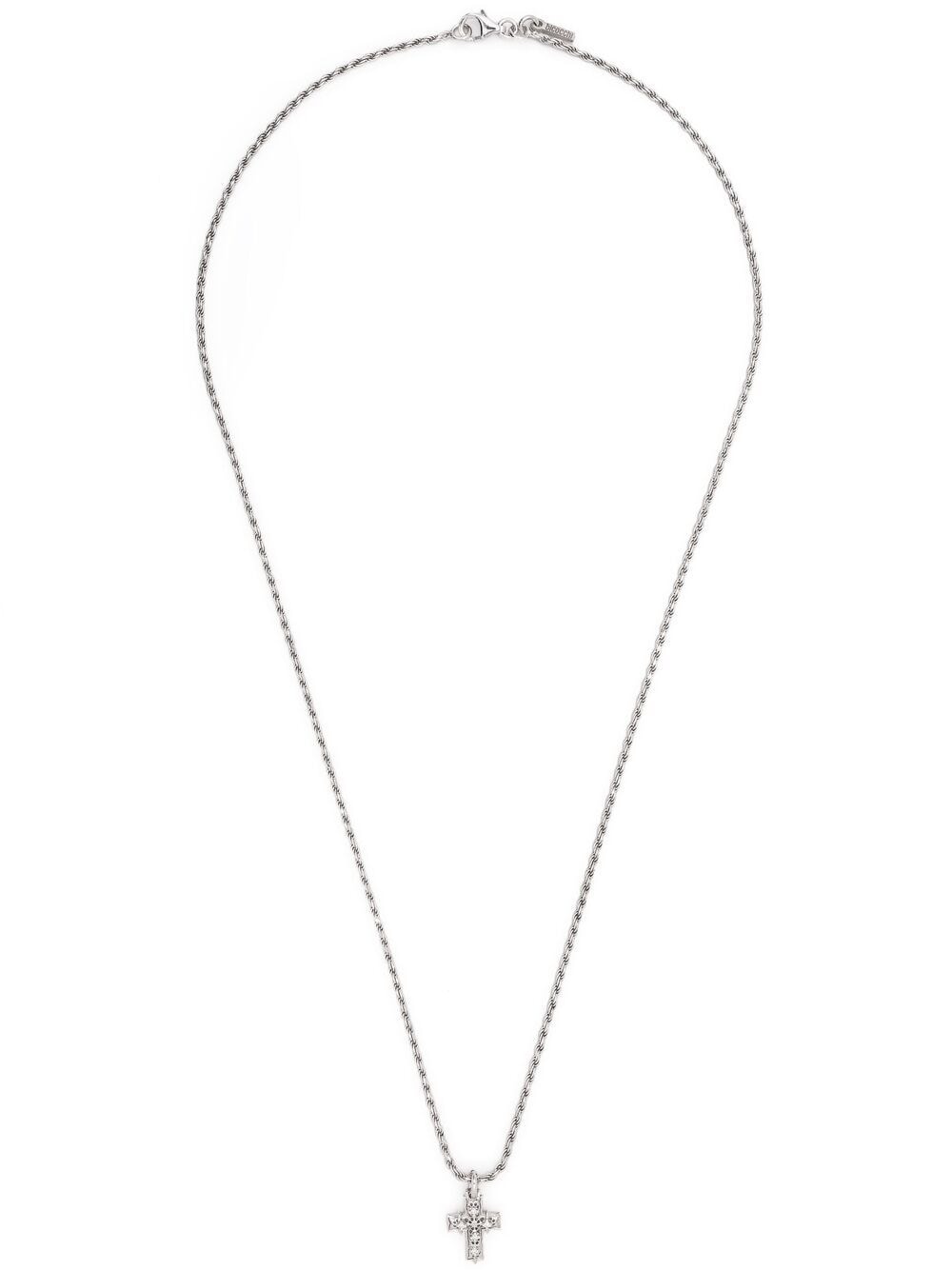 Shop Emanuele Bicocchi Diamond Cross Pendant Necklace In Silver