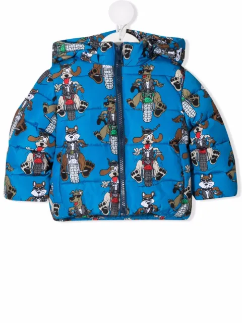 Stella McCartney Kids Motor Doggies print puffer jacket