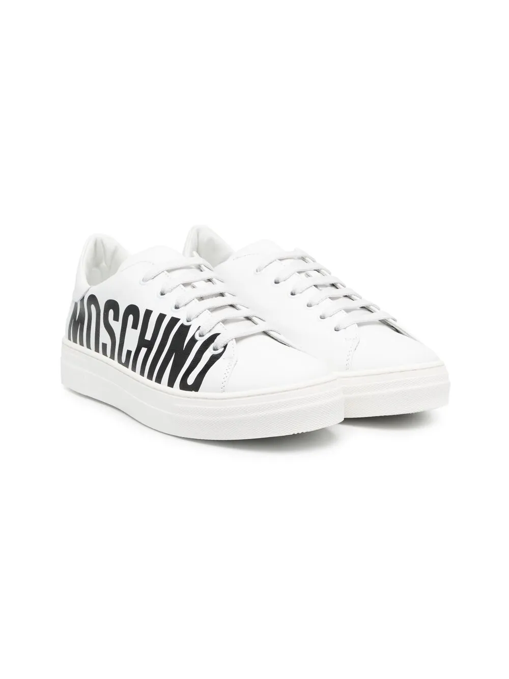 

Moschino Kids tenis bajos con logo - Blanco