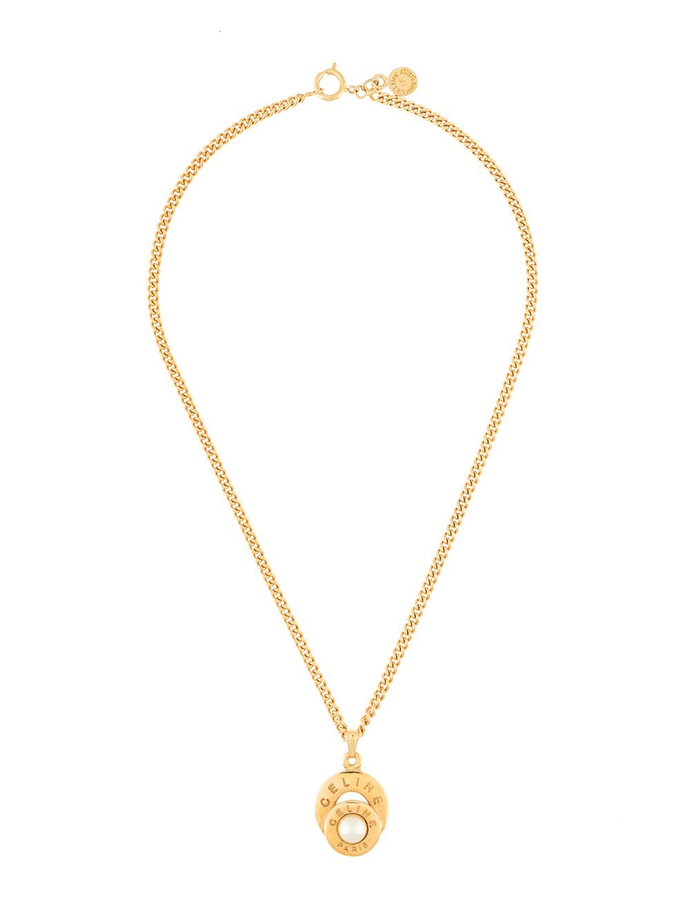 Pre-owned Celine 1980s‐1990s  Logo-pendant Necklace In Gold