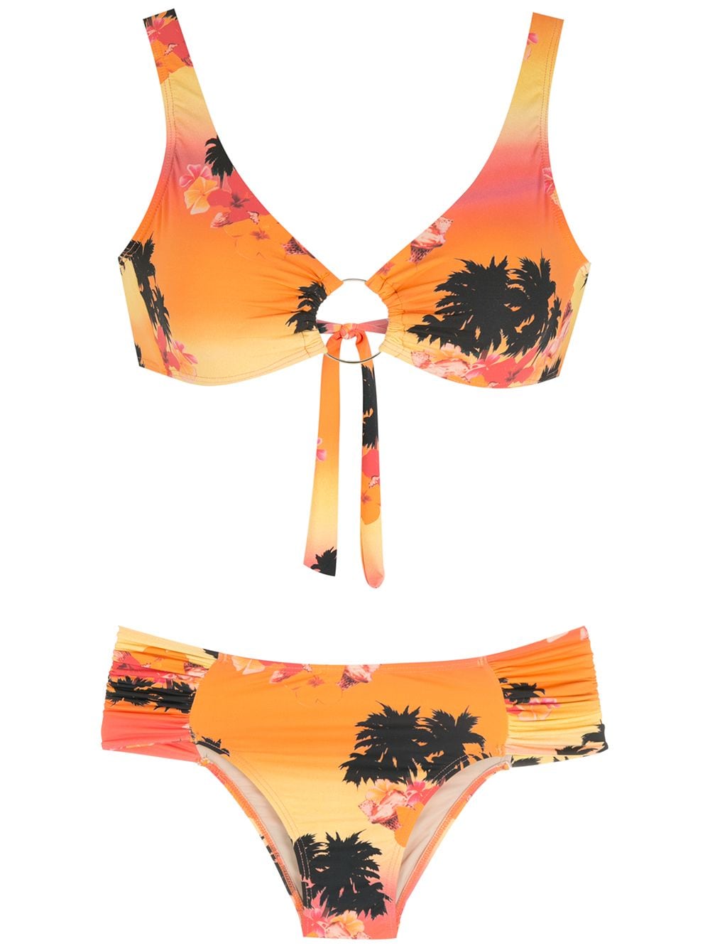 Amir Slama Print Ilha De Hibiscus Bikini Set In Orange