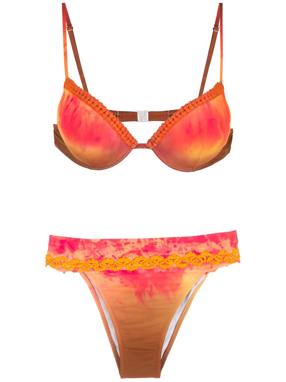 Amir Slama Embroidery Tie Dye Bikini Set In Multicolour