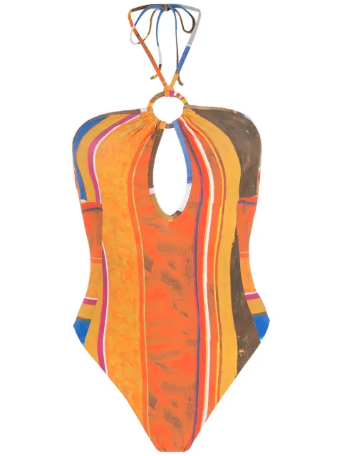 Amir Slama striped print Eco high-leg swimsuit