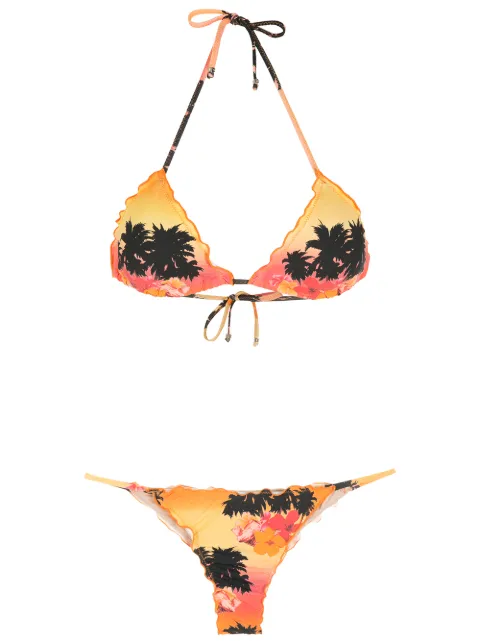 Amir Slama print Ilha de Hibiscus bikini set