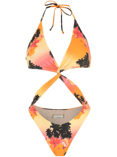 Amir Slama print Ilha de Hibiscus swimsuit