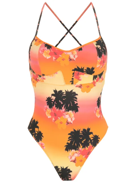 Amir Slama  print Ilha de Hibiscus swimsuit