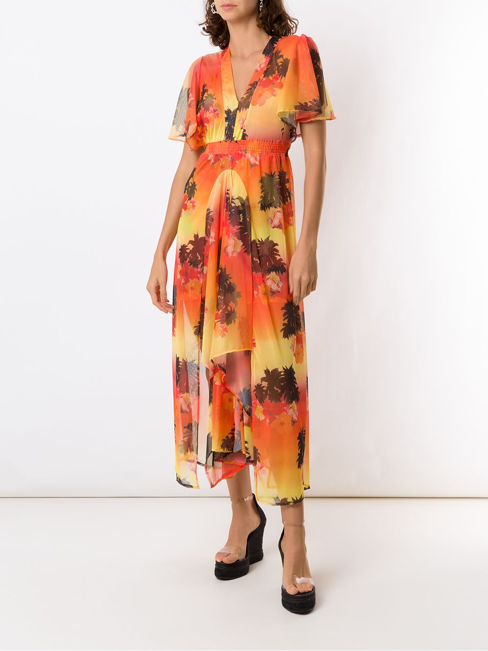 Shop Amir Slama Half-sleeves Long Dress In Orange