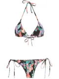 Amir Slama print Hibiscus bikini set - Black