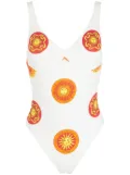 Amir Slama print Sol swimsuit - White