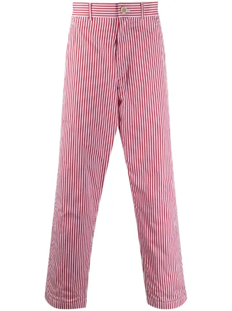 Comme Des Garçons Shirt pinstriped button-tab straight-leg trousers