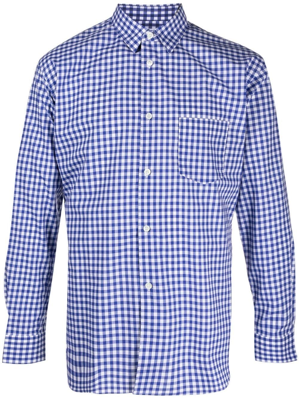 Comme Des Garçons Shirt Check-print Cotton Shirt In Blue
