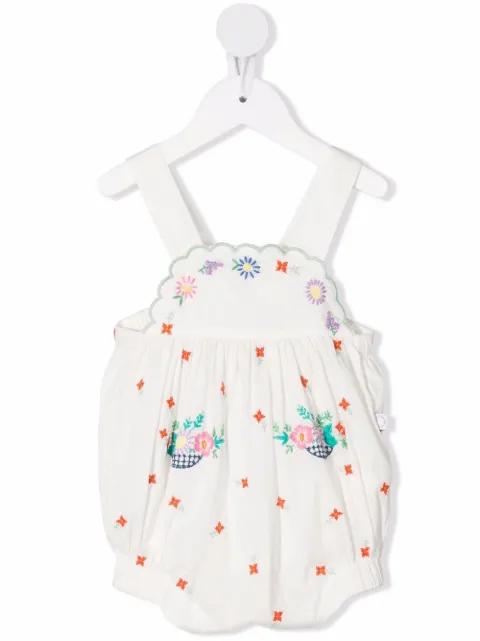 Stella McCartney Kids دنغري بزينة صدفية وتطريز زهور